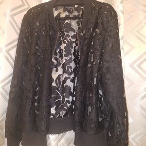 Lane Bryant black lace bomber jacket